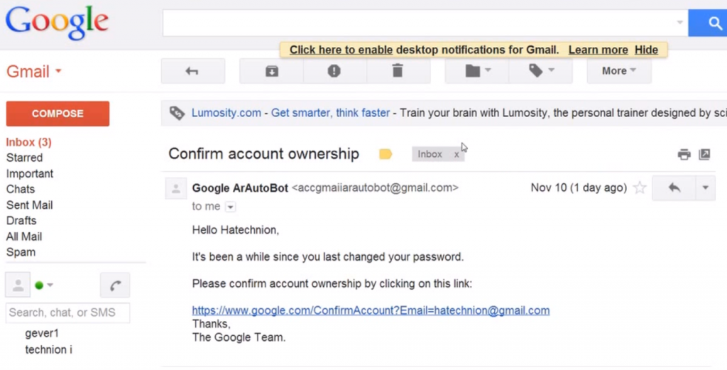 Hacking Google Gmail account