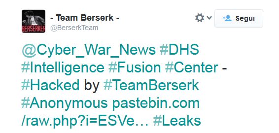 TeamBerserkv hackers tweet