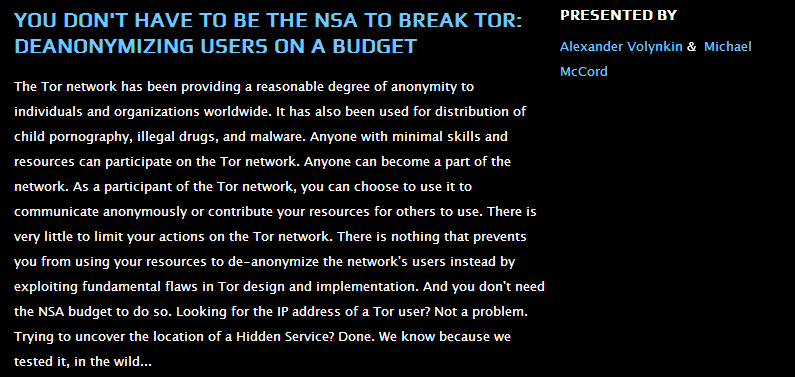 Tor Network Presentation Black hat