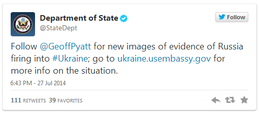 Ukraine Russia war Department of State Tweet