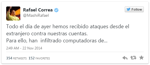 President Correa Tweet