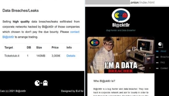 TicketClub Italy Database Offered in Dark Web