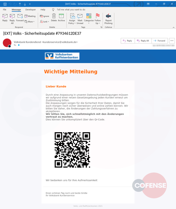 A phishing campaign targets clients of German banks using QR codes